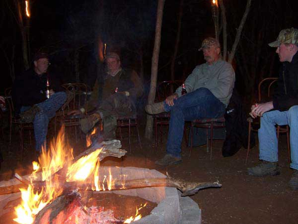 fishig by camp fire